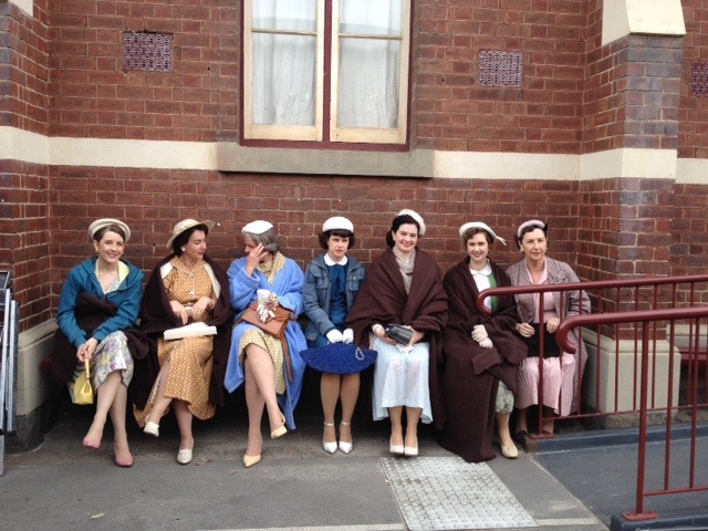 In costume and on the set of 'The Dressmaker'